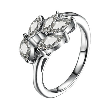 Shiny Zircon Feather Charm Ring