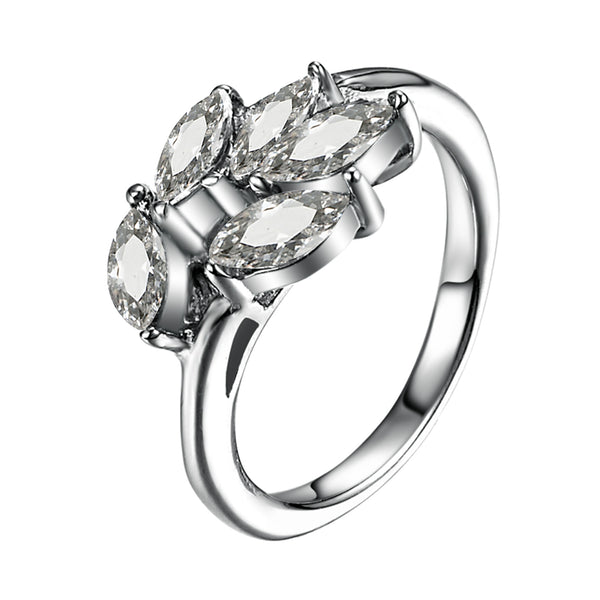 Shiny Zircon Feather Charm Ring