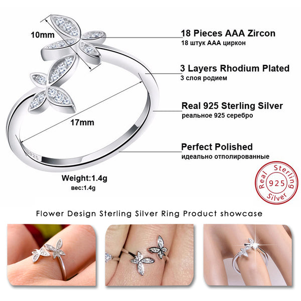 Flower Design Sterling Silver Ring