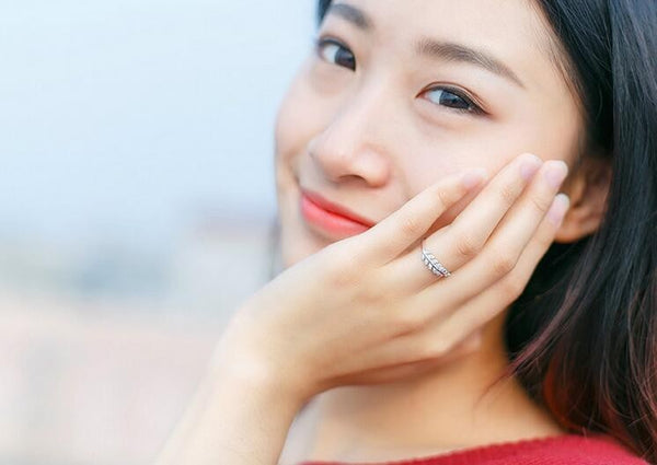 Feather Crystal Stone Leafs Rings